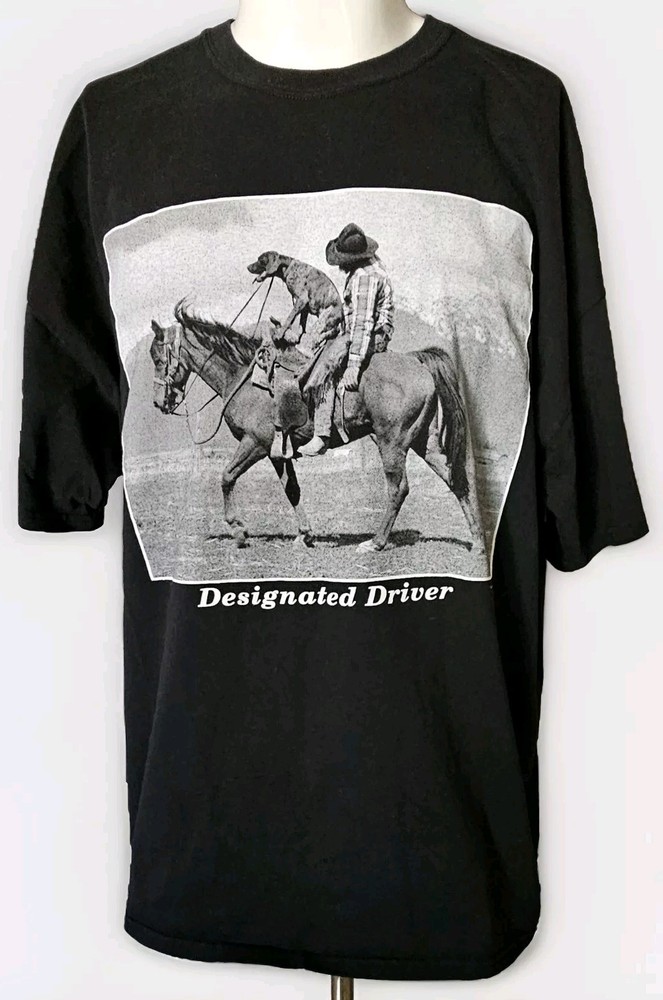 Vintage Y2K Designated Driver Texas Paul Stanton Drunk Cowboy & Dog T-Shirt 2XL