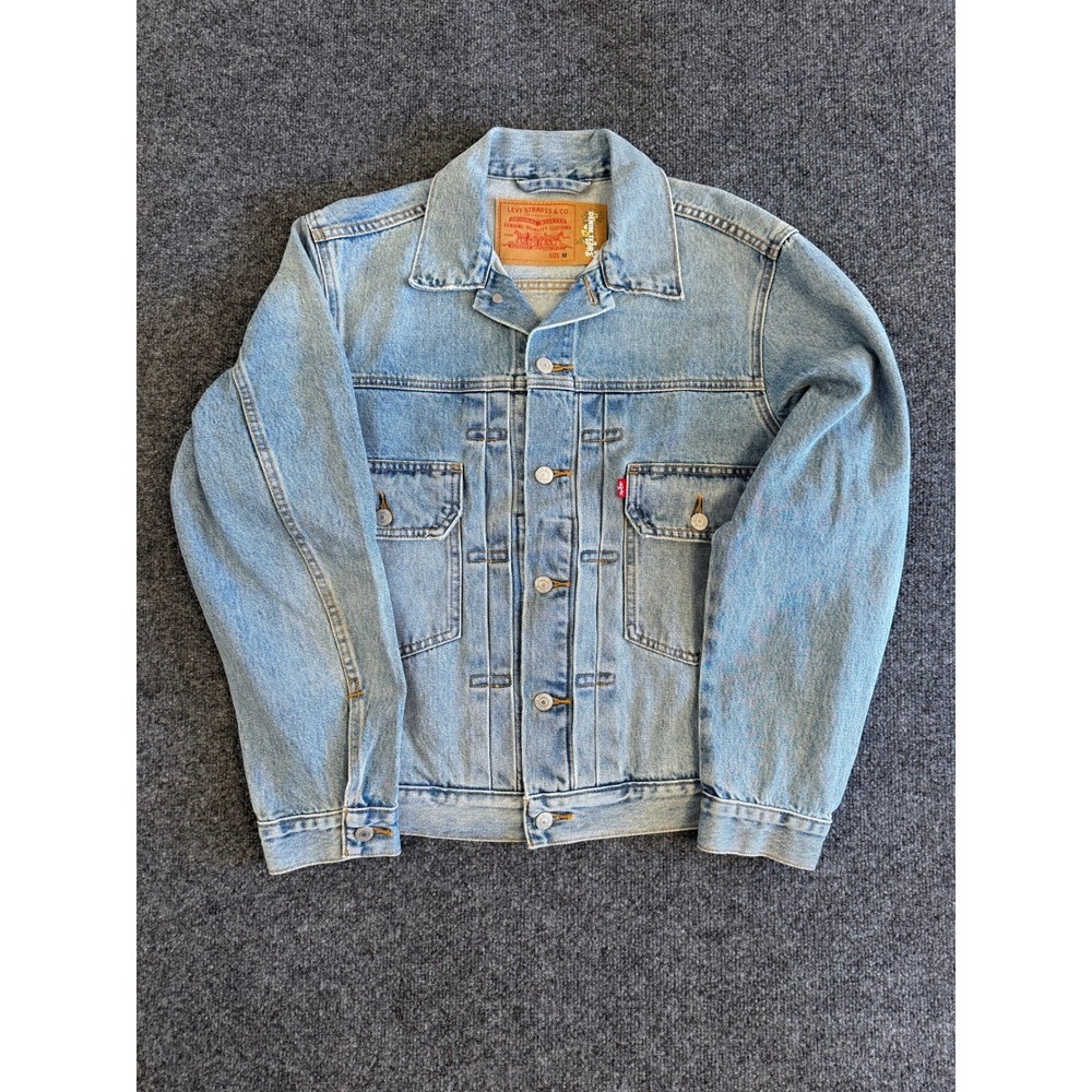 Levis Denim Tears Type 2 Big E Trucker Jacket Light Wash Blue Mens Size M LVC