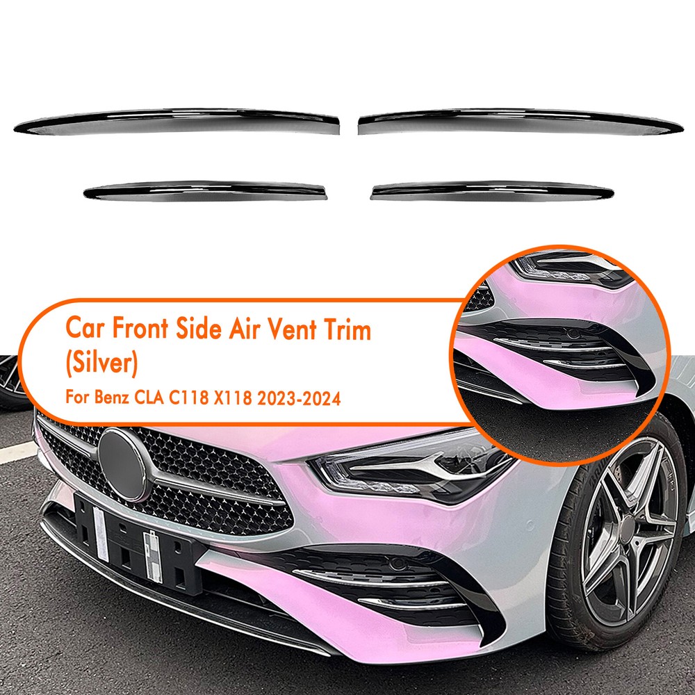 Chrome Front Bumper Side Air Vent Trims For Benz CLA X118 C118 2023-2024