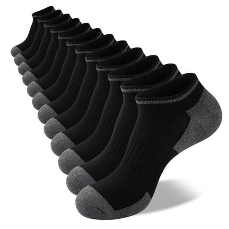 Mens Athletic Ankle Socks Running Cushioned Breathable Low Cut Sports Black
