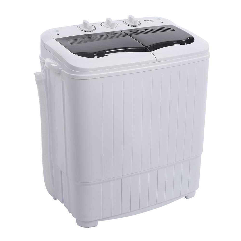 14.3lbs Compact Semi-Automatic Washer Machine Laundry Apartment Twin Tubs Gray
