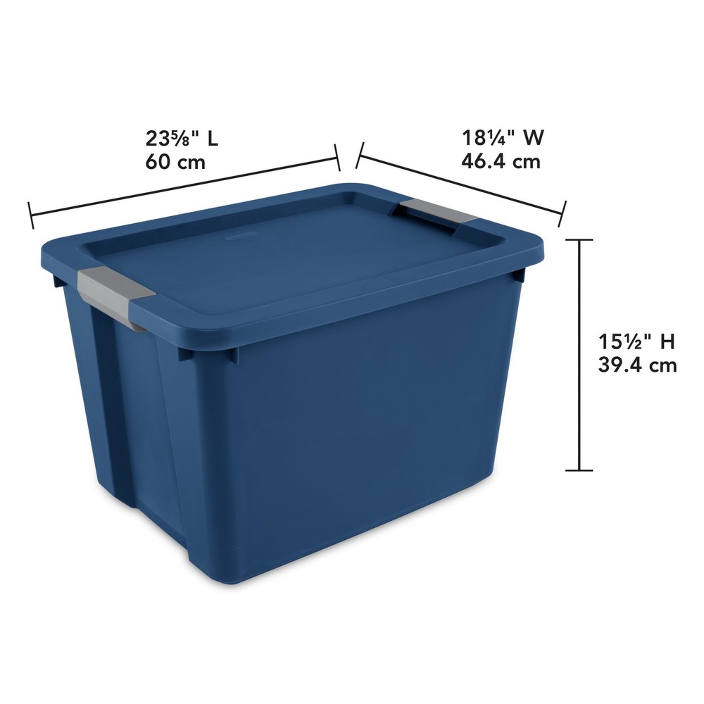 20-Gallon Blue Plastic Storage Bin with Secure Latch Lid
