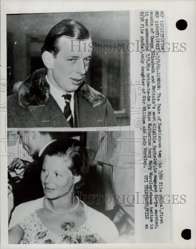 1958 Press Photo Duke of Kent is engaged to Katherine Lucy Mary Worsley