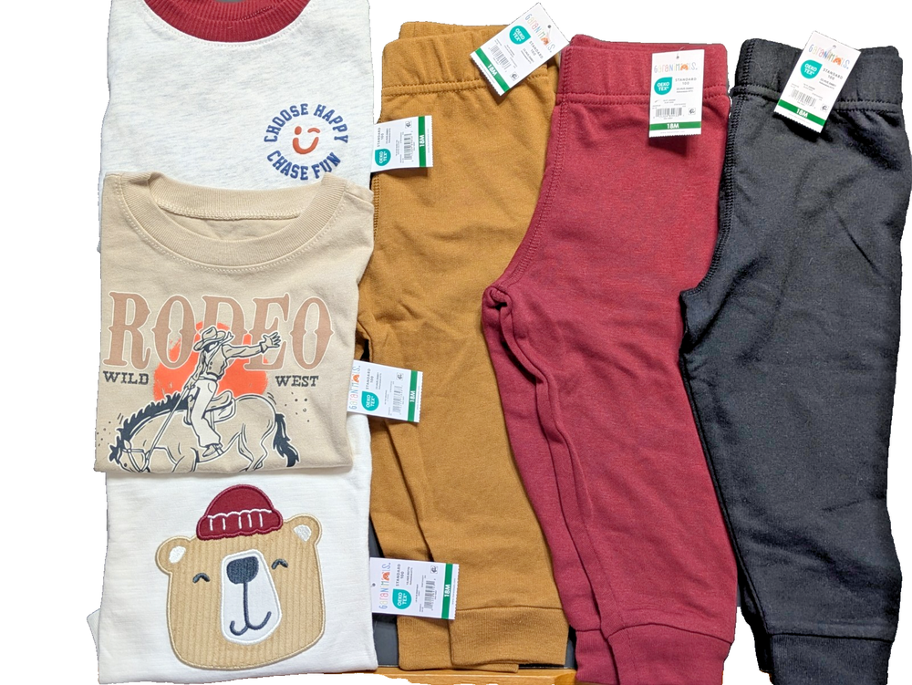 NWT Garanimals Toddler Boy 6-Piece Bundle 18M Mix Match Joggers Shirts
