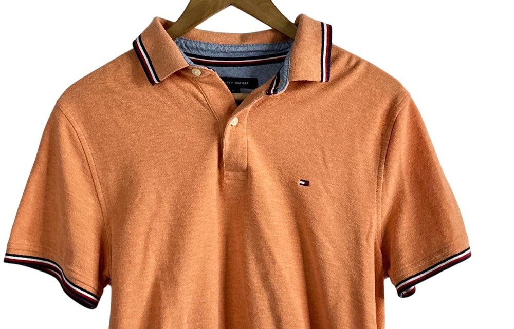 Tommy Hilfiger Men's Orange Peach Pride Flag Polo Shirt Size M