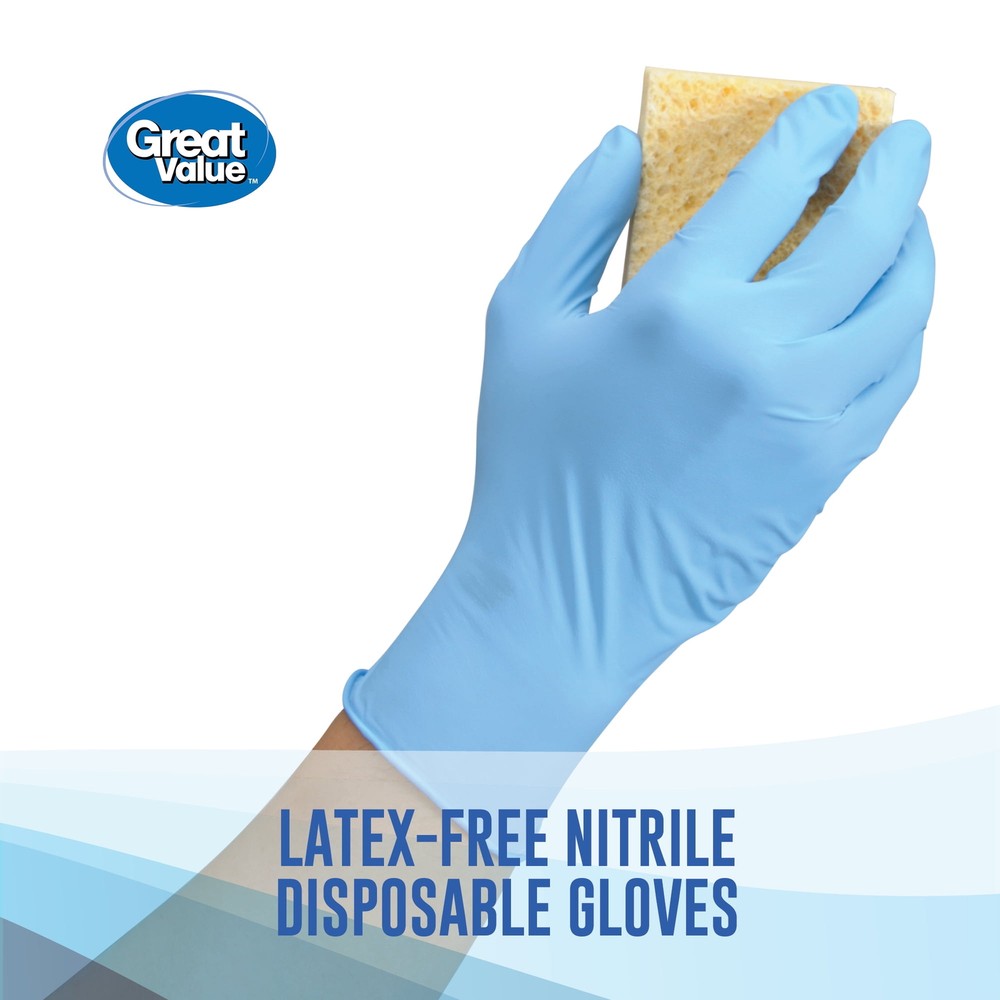 Great Value Blue Nitrile Disposable Gloves One Size 100 Count