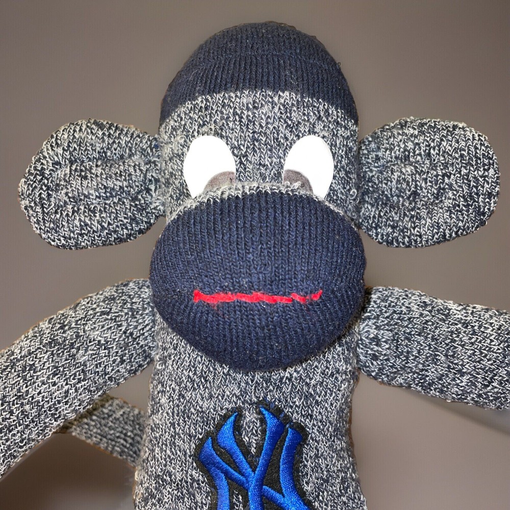 New York Yankees Sock Monkey Stuffed Animal NY Logo Possibly Handmade 18” Long