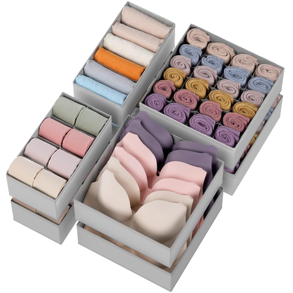 8-Pack Drawer Organizers for Underwear Socks Baby Clothes Storage