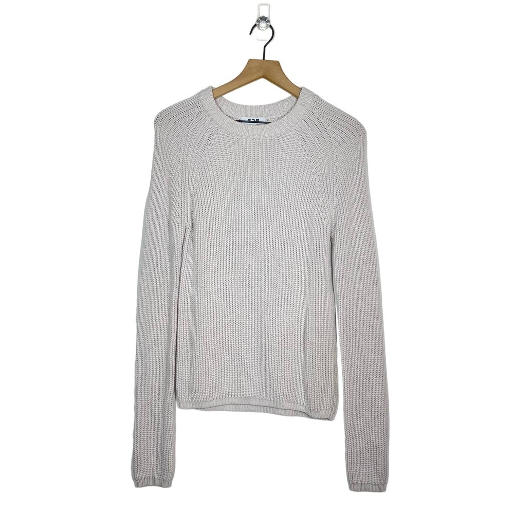 525 Pullover Sweater Women's Size Small Tan Knit Stretch 100% Cotton Long Sleeve