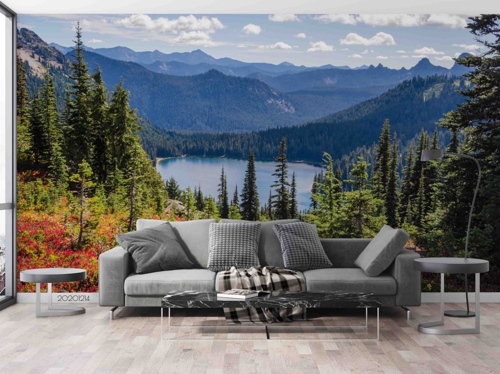 3D Mountain Forest Lake Landscape Wall Murals Wallpaper Murals Wall Sticker