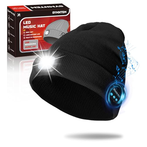 Valentines Day Gifts for Him, Rechargeable Bluetooth Music Black Music Led Hat