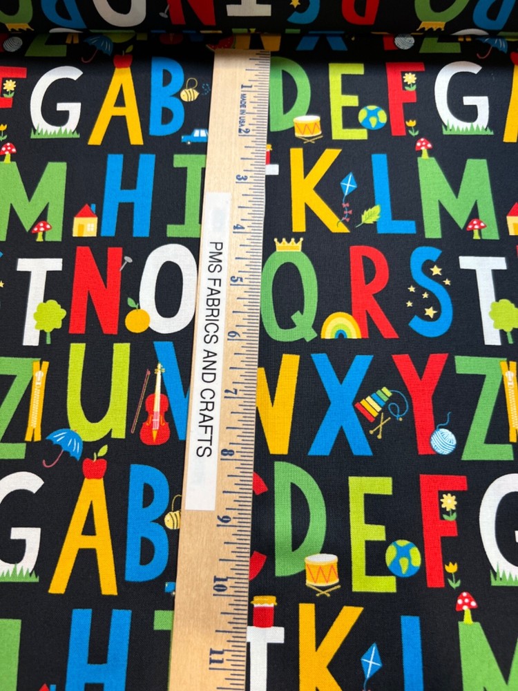 MODA Back to School 100% cotton fabric by the yard 36x44 ABC image 20890 19-image