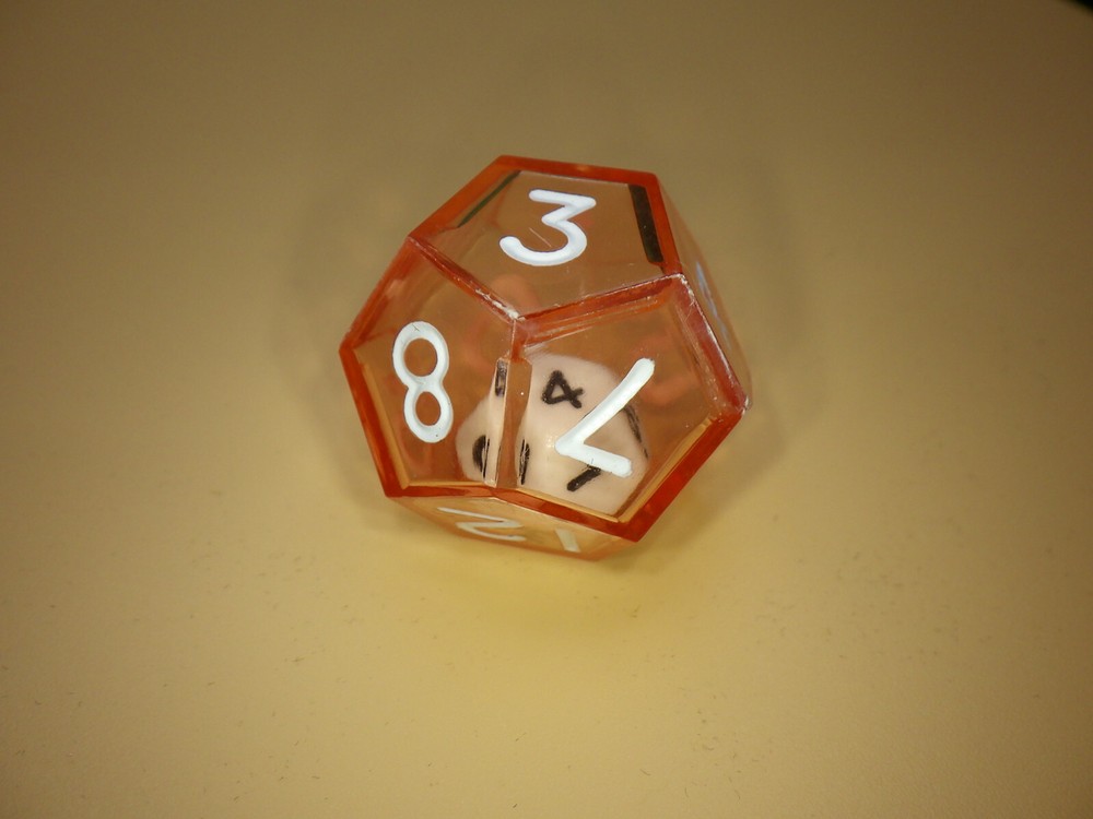 Double D12 - Small 12 in Large Twelve Die - ORANGE RPG Tabletop Gaming Roleplay-image
