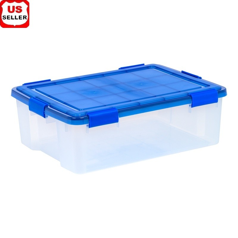 Airtight Stackable Clear Plastic Storage Bins with Heavy Duty Lids