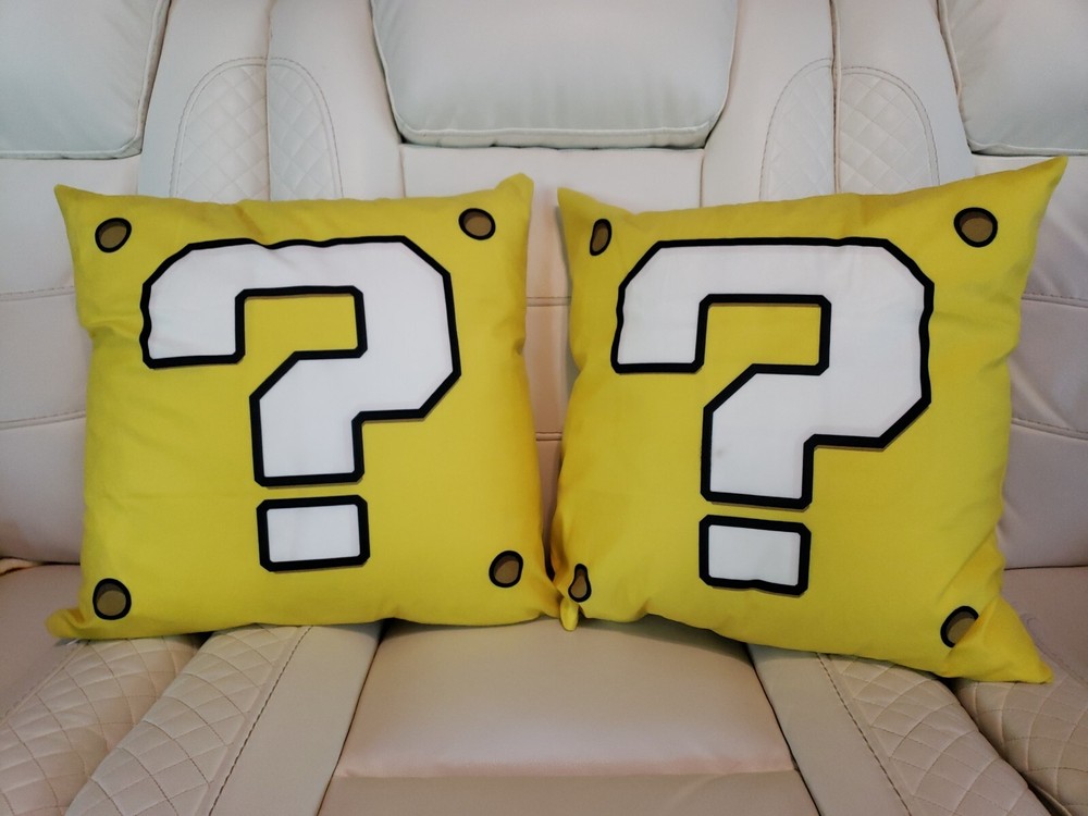 Set of 2 Super Mario Item Box Throw Pillows 18