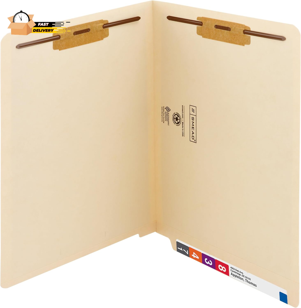 Heavyweight End Tab Fastener File Folder, Shelf-Master® Reinforced Straig