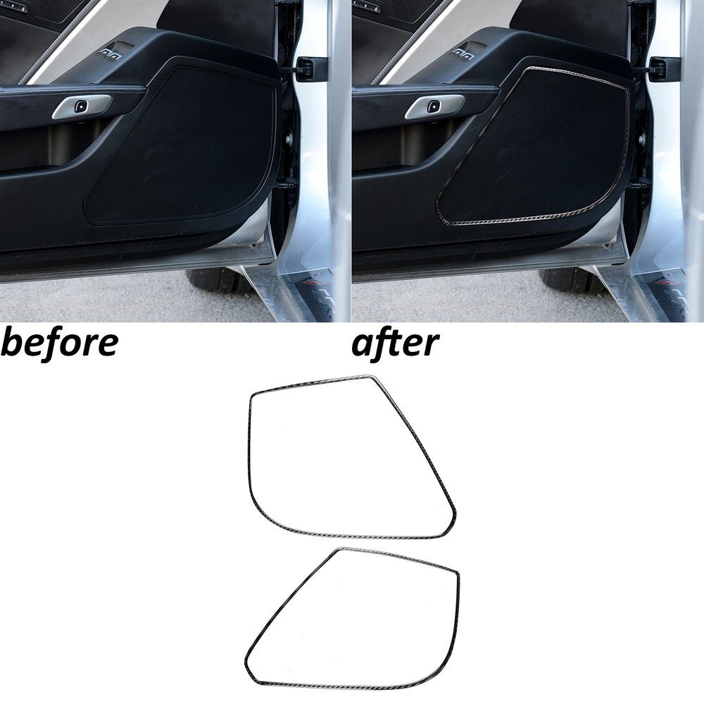 Real Carbon Fiber Interior Door Speaker Panel Frame Trim For Corvette C7 2014-19