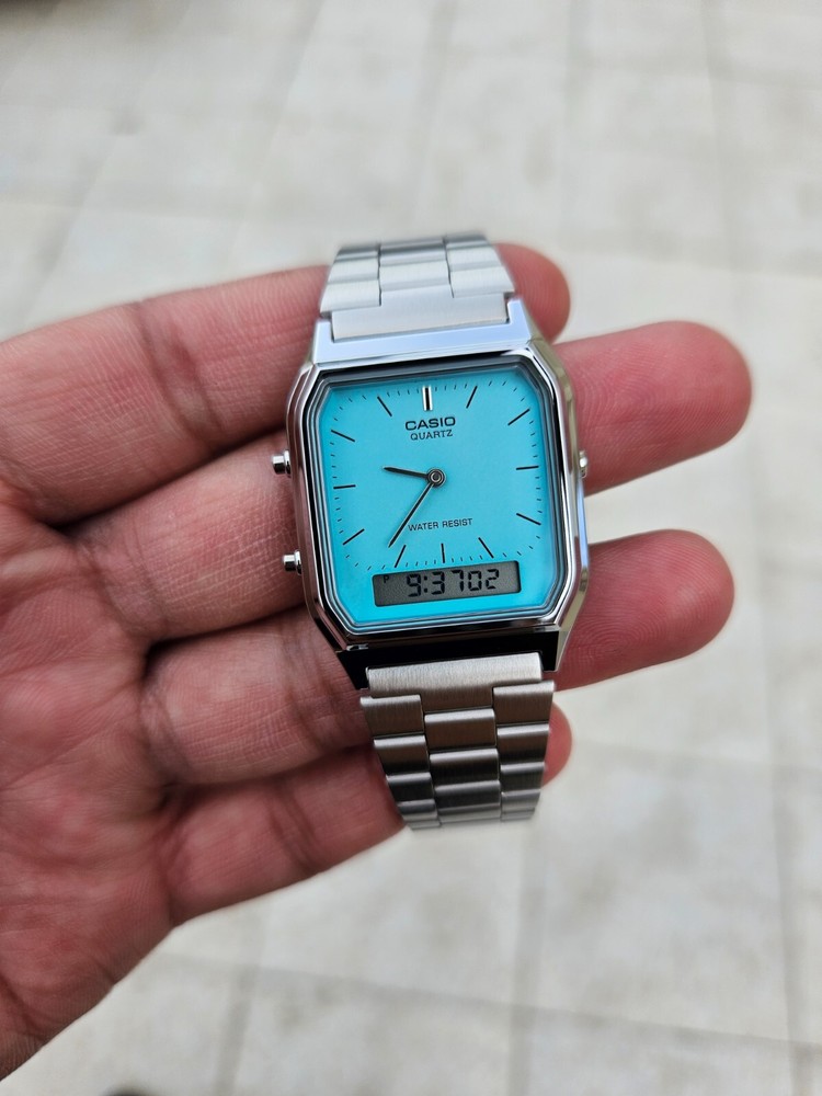 Casio AQ-230 Retro Dual Time Ice Blue Unisex Watch