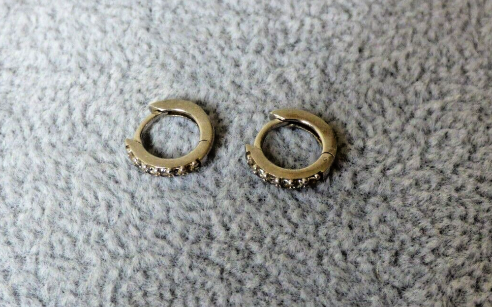 VINTAGE FINE 925 SILVER JEWELLERY CLEAR GEMSTONE CLIP EARRINGS #61 FREE UK P+P
