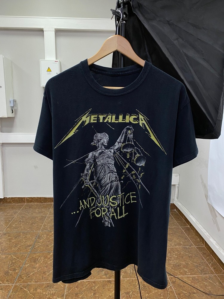 Vintage Y2K Metallica Justice For All Black Rock Band Tee Size M  