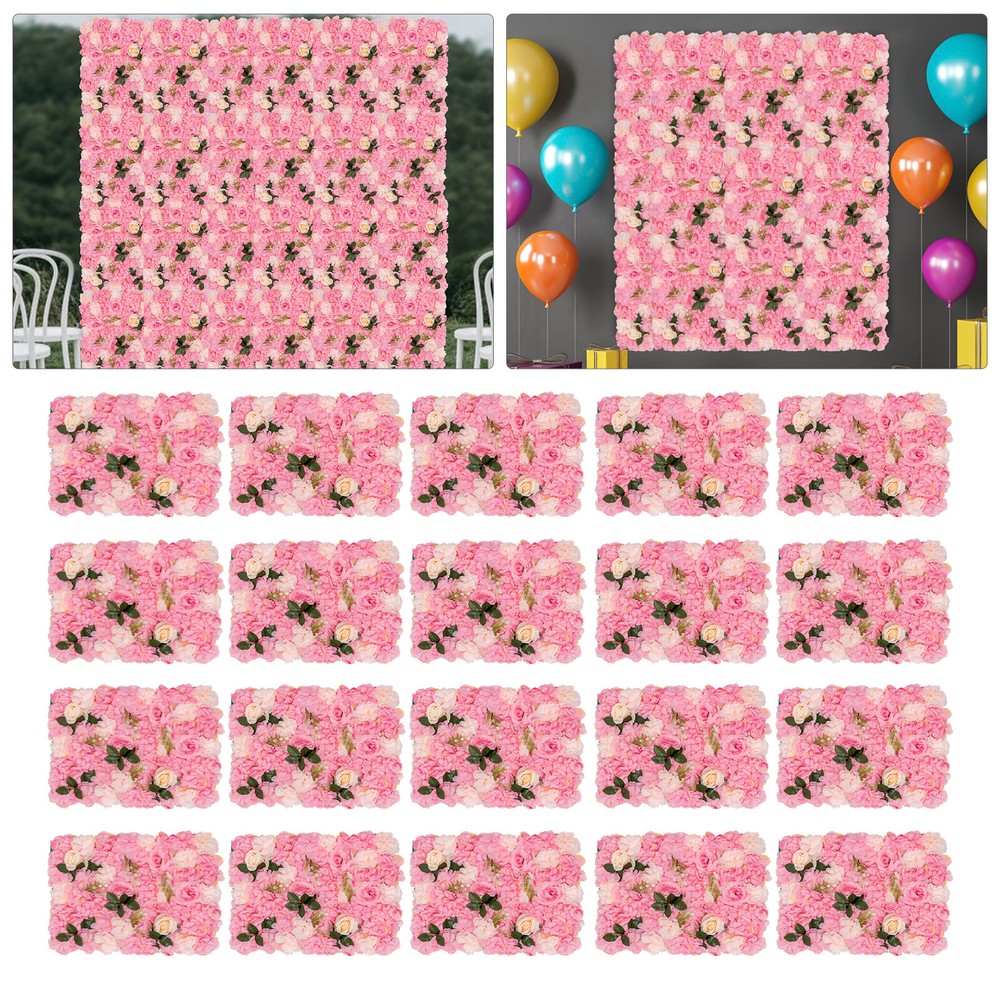 20 PCS Artificial Floral Backdrop Dahlia Rose Wall Panel for Wedding Party Decor