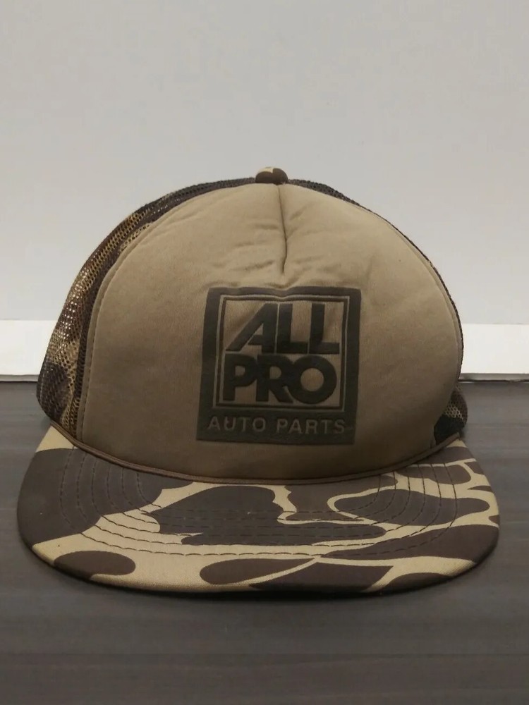 Vintage ALL PRO Auto Parts Camouflage Trucker Snapback Cap