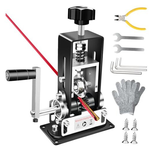 Portable Manual Wire Stripper for 0.04 to 1 Inch Cables with Diagonal Cutter