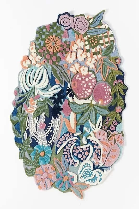 Hand Tufted Floral Area Rug 5x8 ft Custom Handmade Carpet