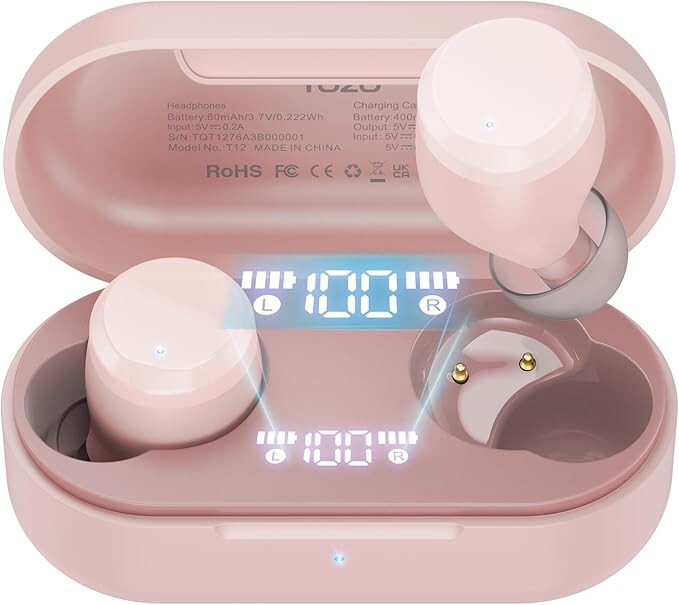 T12 Wireless Earbuds LED Digital Display IPX8 Waterproof Bluetooth Headset