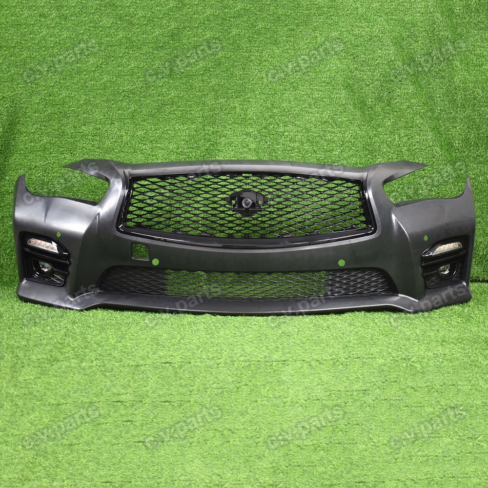 Front Bumper Grille Fog Lights W/ Sensor Hole For Infiniti Q50 Sport 2014-2017