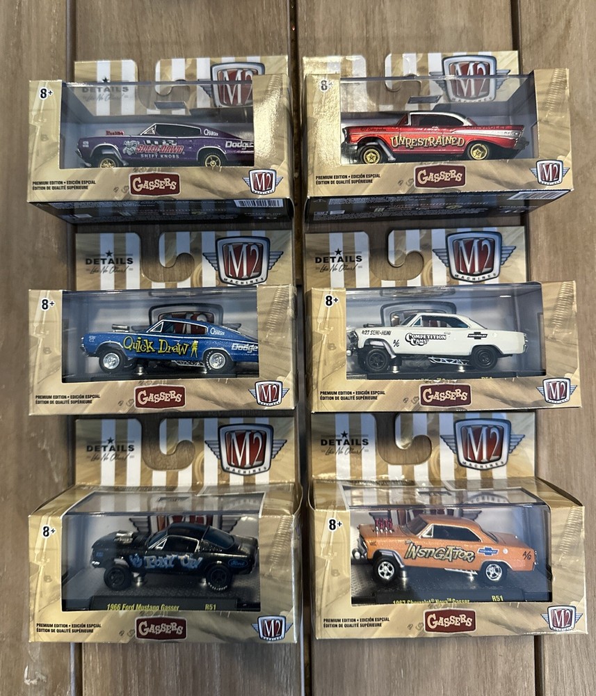 Lot Of “6” M2 MACHINES GASSERS : 2-Nova, Mustang, 2-Charger, Bel Air