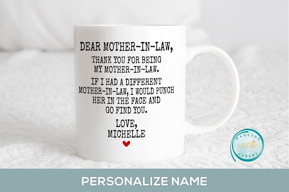 Funny Sarcastic Mother-in-Law Gift Mug for Birthday Wedding Christmas  