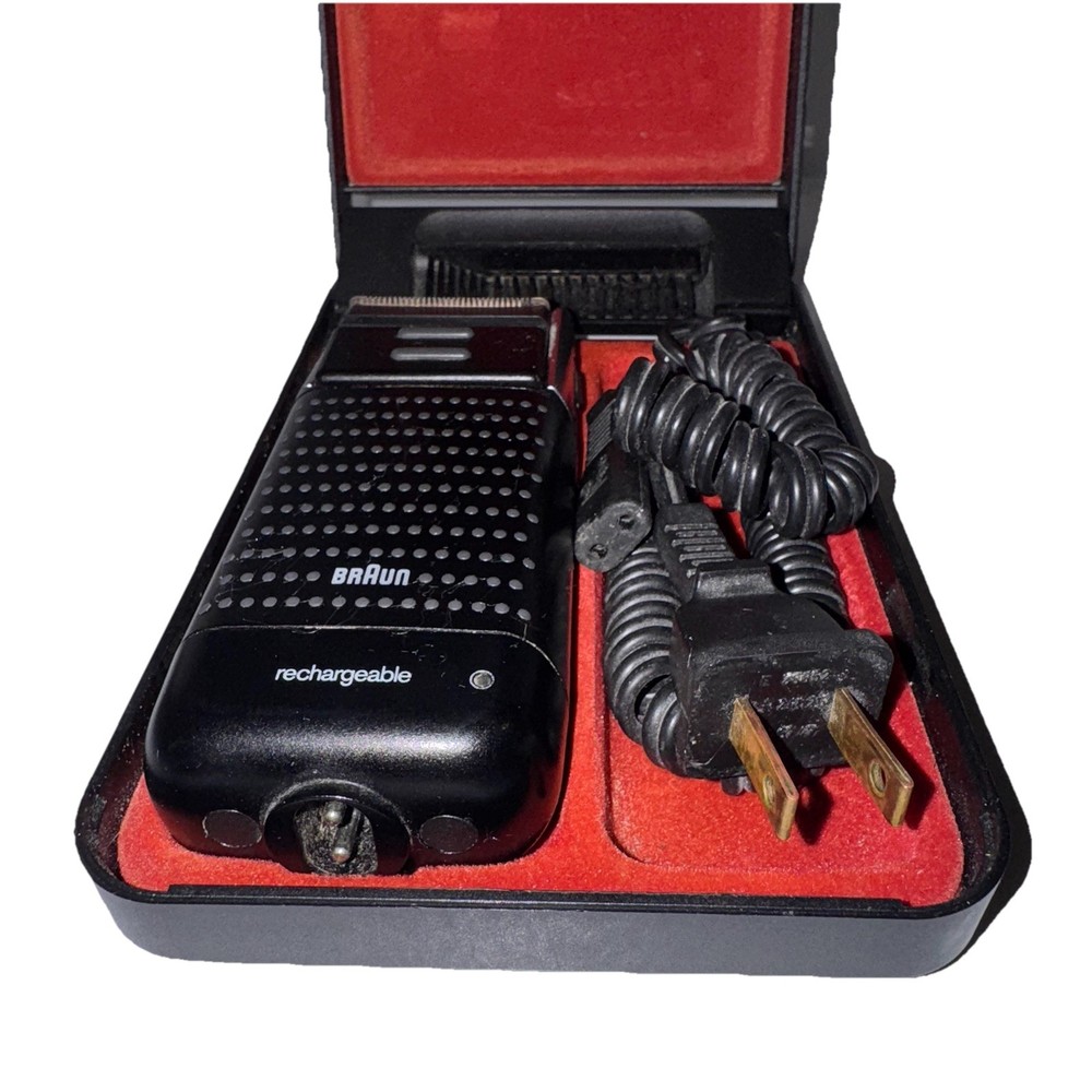Vintage Braun Electric Shaver and Trimmer with Hard Case Mirror German Made Fully Functional