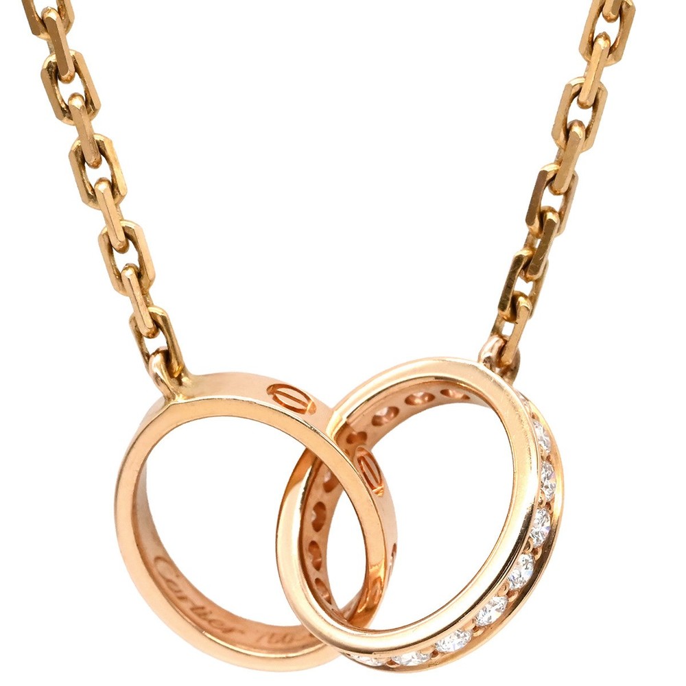 Cartier Necklace Love Semi Pave Gold PG 750PG Baby 18P Diamond B7013900 687465