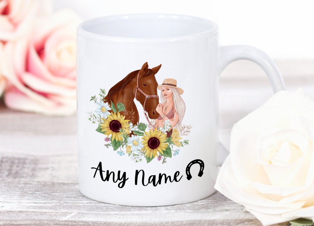 Horse Mug Watercolour Horse Design Personalised Any Name Horse Lover Horse