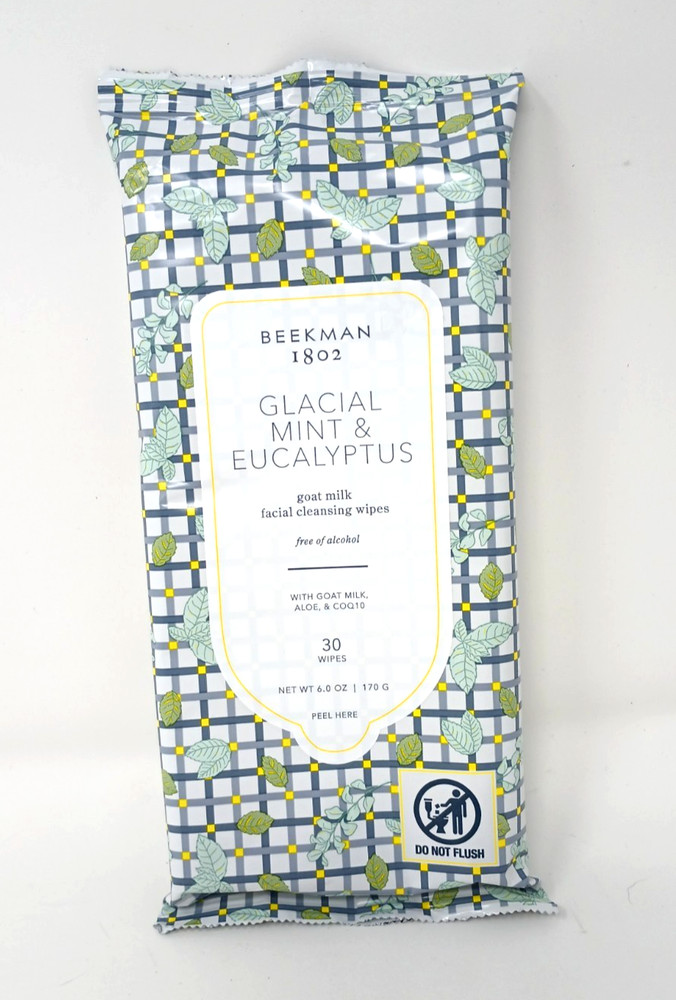NEW Beekman 1802 Glacial Mint & Eucalyptus Face/Body Cleansing Wipes 30 Count