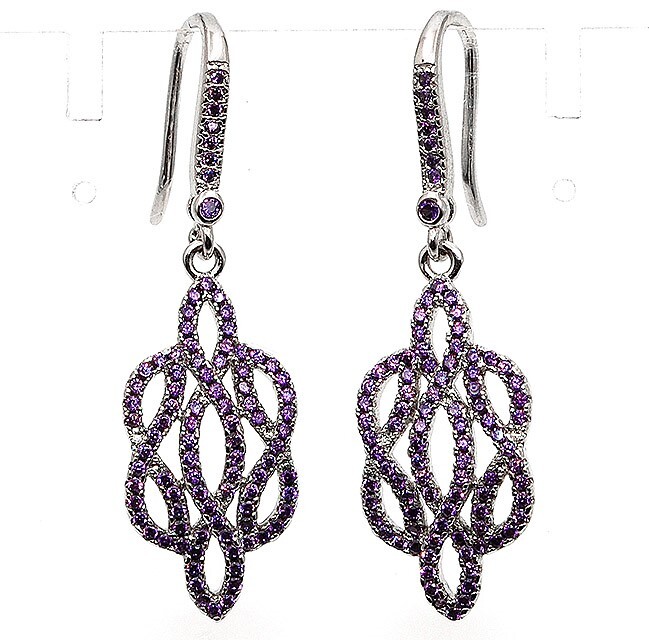 1CT Genuine Amethyst Sterling Silver Earrings in Elegant Jewelry Design YB3-1