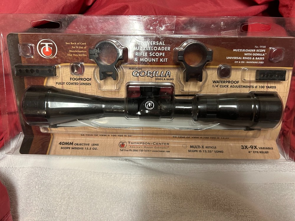 Thompson Center TC 3x-9x 40mm Scope & Gorilla Rings/Bases NEW NIB