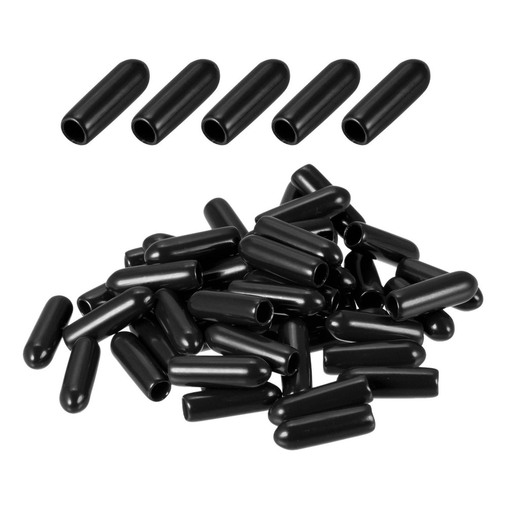 200-Pack 3.5mm Black Rubber Screw End Caps for Bolt Protection