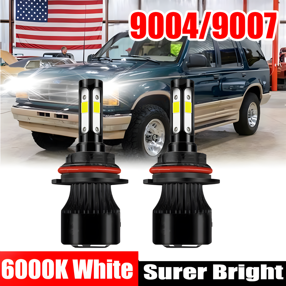 For Ford Explorer 1991-1994 6000K 2PC 9004 LED Headlight High/Low Beam Bulbs Kit
