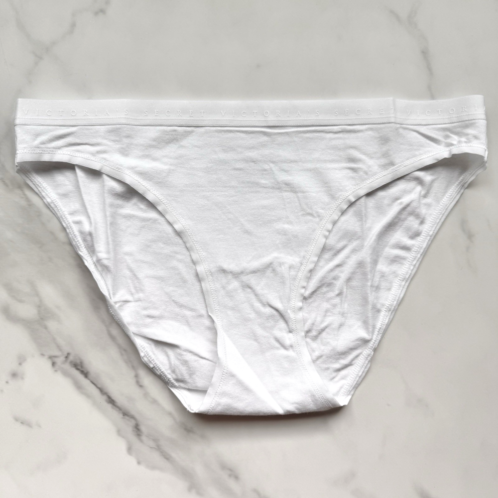 Victoria's Secret Stretch Cotton Smooth Bikini Panty VS White Size M/XL