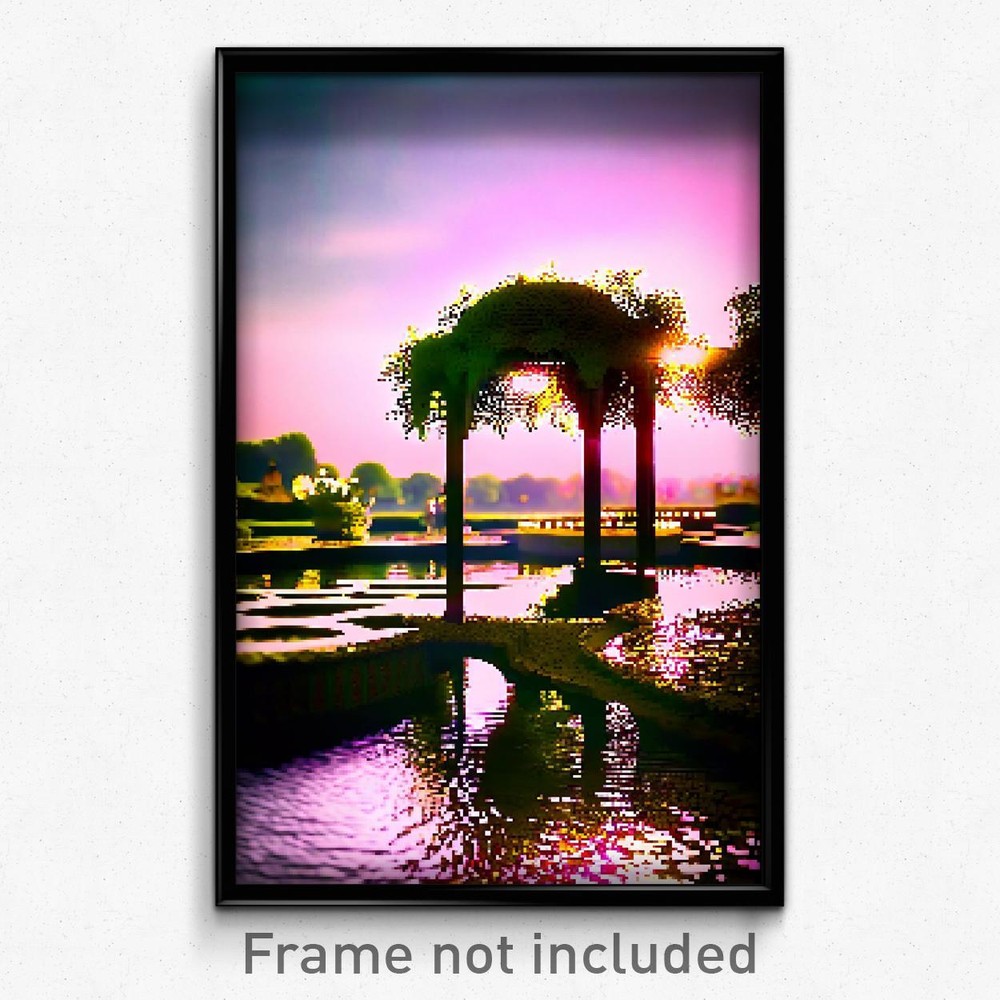 Pixel Art Poster - Fancy Pond (8 Bit Psychedelic Trippy Weird Video Game Print)