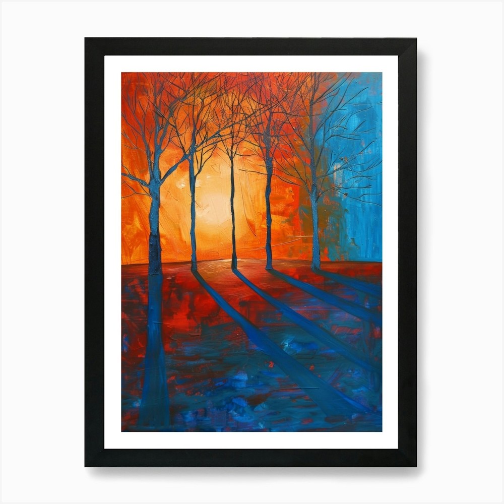 Sunset Trees Framed Wall Art Canvas Print Picture Poster  