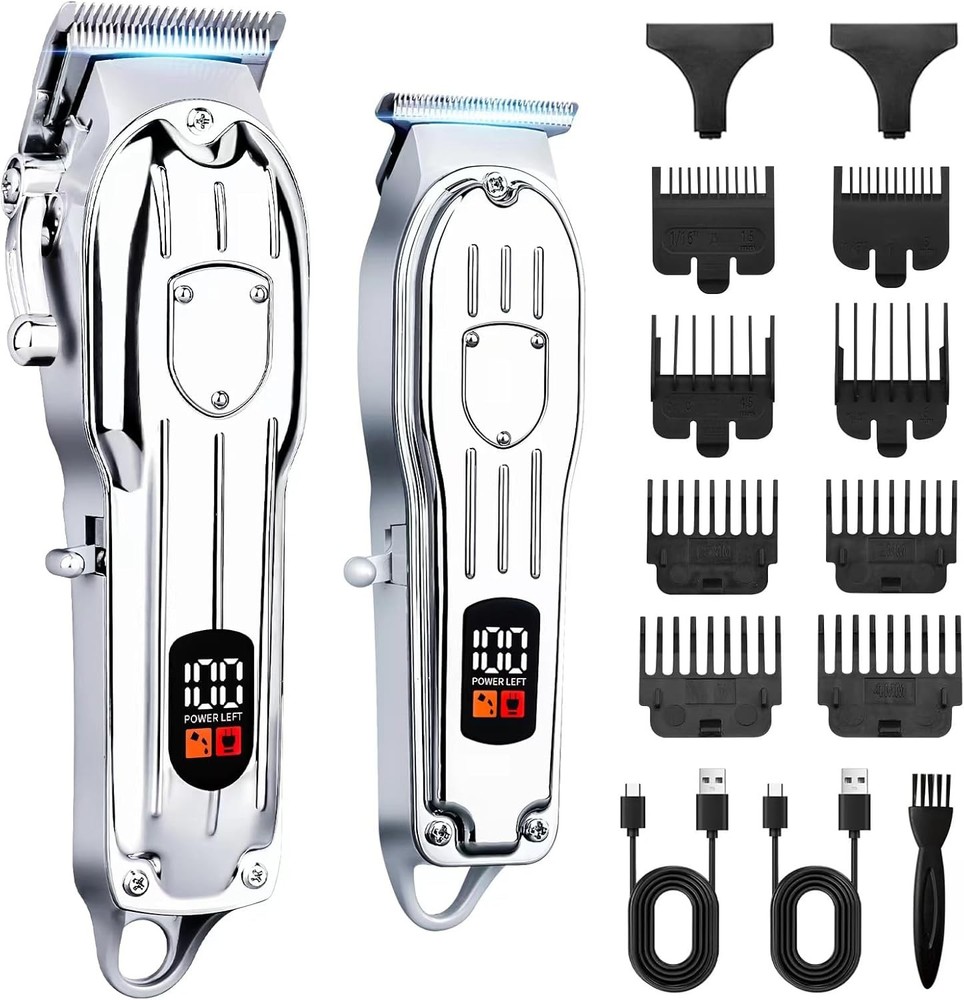 Professional Silver Electric Hair Clippers & Beard Trimmer for Men