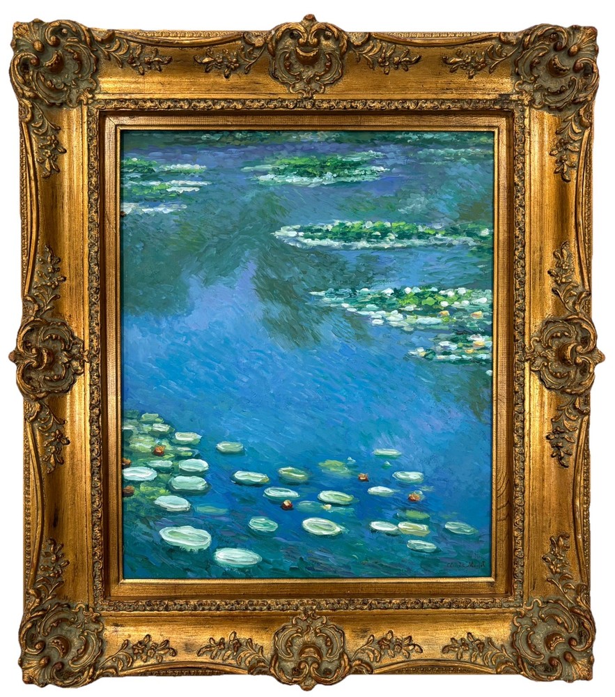 Claude Monet  1840-1926 Oil On Canva Signed ,In The Style Of.  French Wood frame