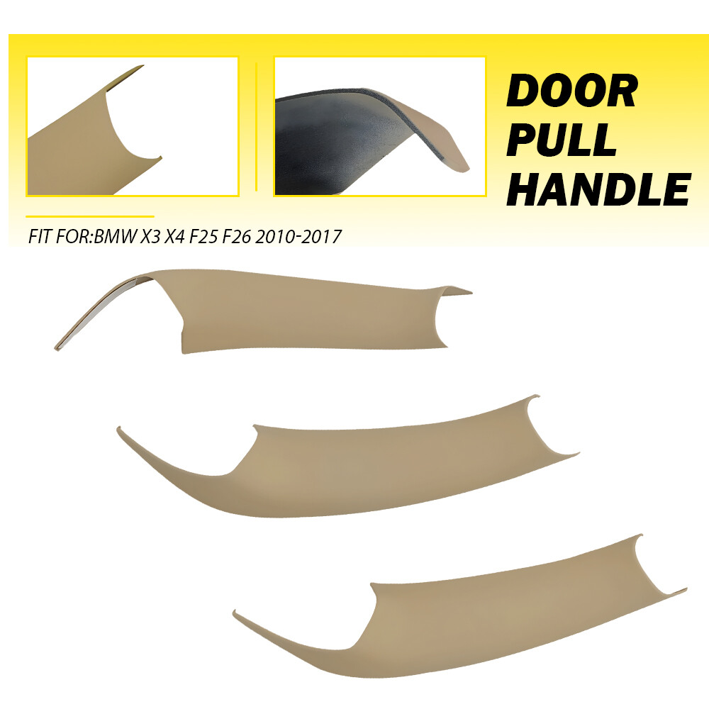 3x Interior Door Pull Handle Trim Cover Beige For BMW X3 X4 F25 F26 2010-2017