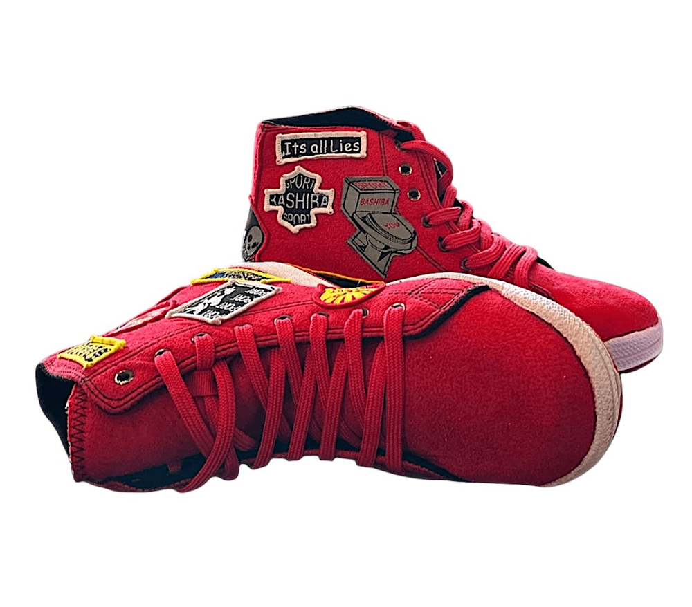 NWOB Sak Sports Italy Denim Patchwork Sneakers - Fashion Fun High Tops Footwear