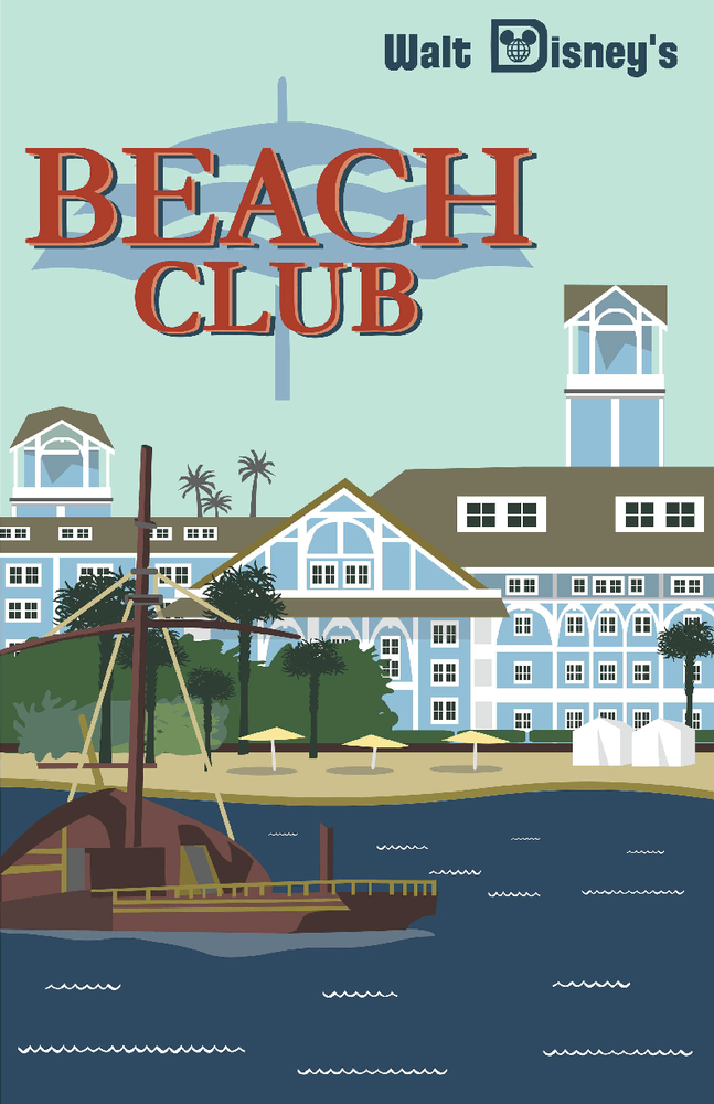 Beach Club DVC Walt Disney World Poster Print 13x19 Matte Satin Finish