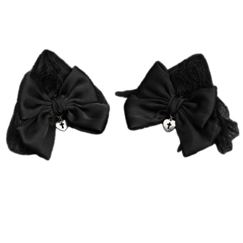 Big Bows Hair Clip for Girls Barrettes Black Hairpin JK Fashion Accessory