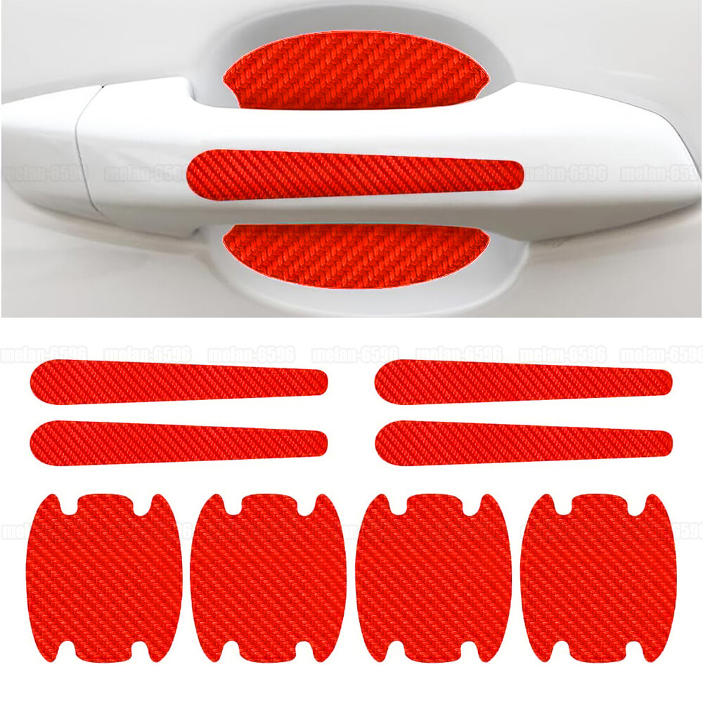 8pcs Red Car Door Handle Anti Scratch Protector Cover Sticker Trim Accessories